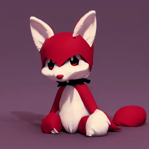 Image similar to cute fumo plush fox girl, floppy ears, gothic maiden, alert, furry anime, vray, smile, pugilist