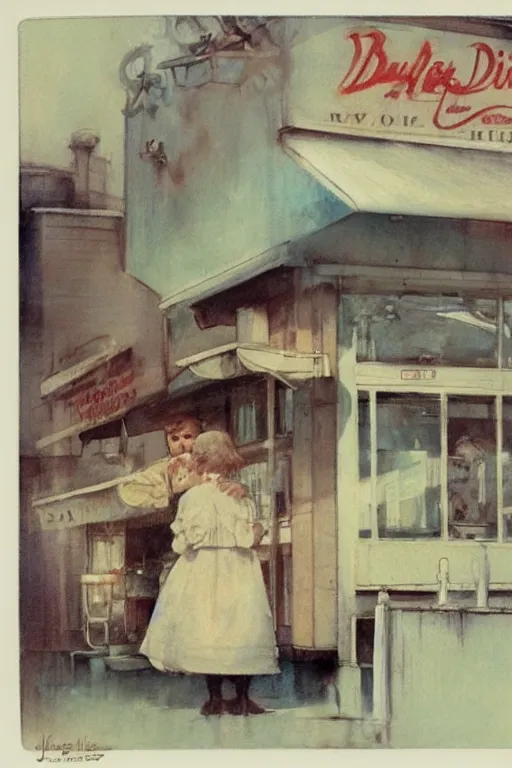 Image similar to ( ( ( ( ( 1 9 5 0 s diner. muted colors. ) ) ) ) ) by jean - baptiste monge!!!!!!!!!!!!!!!!!!!!!!!!!!!