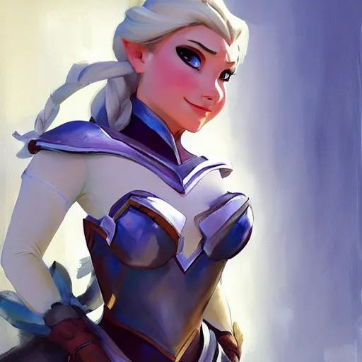 Image similar to greg manchess portrait painting of armored elsa from frozen as overwatch character, medium shot, asymmetrical, profile picture, organic painting, sunny day, matte painting, bold shapes, hard edges, street art, trending on artstation, by huang guangjian and gil elvgren and sachin teng