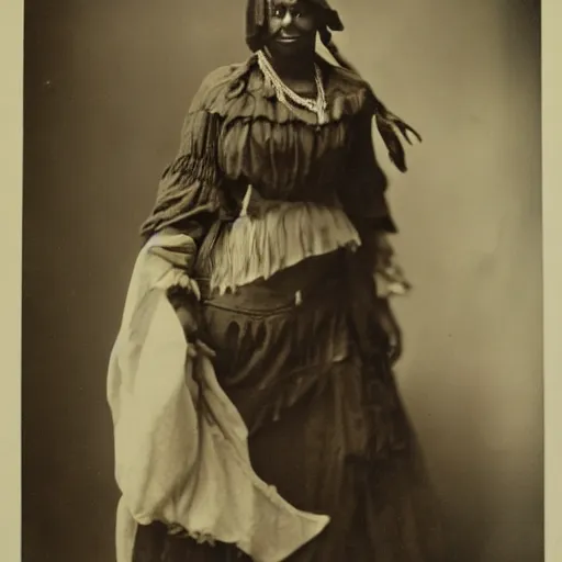 Image similar to a dark skinned pirate woman, photo by gertrude kasebier