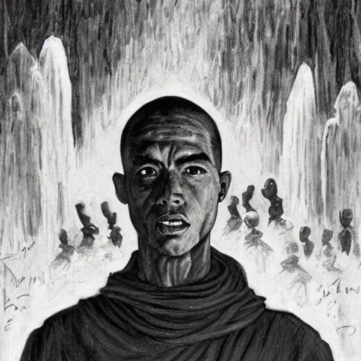 Image similar to the burning monk - malcom browne, 1 9 6 3