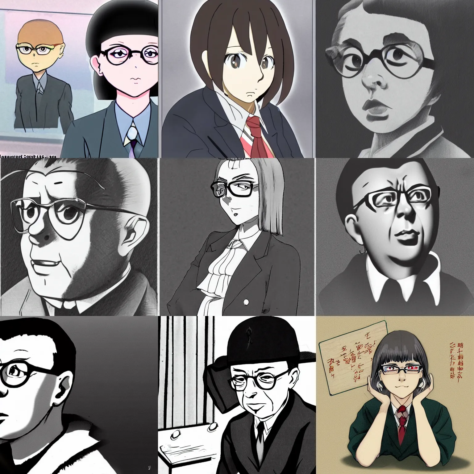 Prompt: Jean-Paul Sartre as a girl in anime style