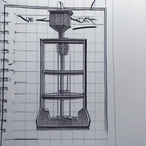 Image similar to pencil sketch of never seen before 3 d printer