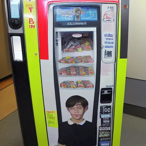 Prompt: newspaper photo of me with my arm stuck into a vending machine up to my elbow, i am sobbing as firemen try to rescue me