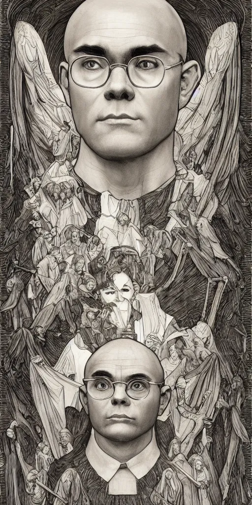 Prompt: portrait saint maximilian kolbe info graphic in the art style of leonardo da vinci pencil, ultra detailed illustration art by artgerm and greg rutkowski and alphonse mucha and junji ito, 8 k