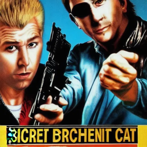 Image similar to poster for an 8 0 s action buddy cop film where the main character is a cat holding a gun, perfect faces high detail portraits