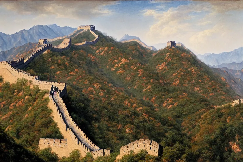 Prompt: the great wall, raffaello santi.