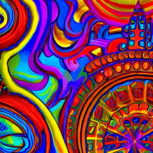 Prompt: a Psychedelic style painting of Medieval, HD, 8K