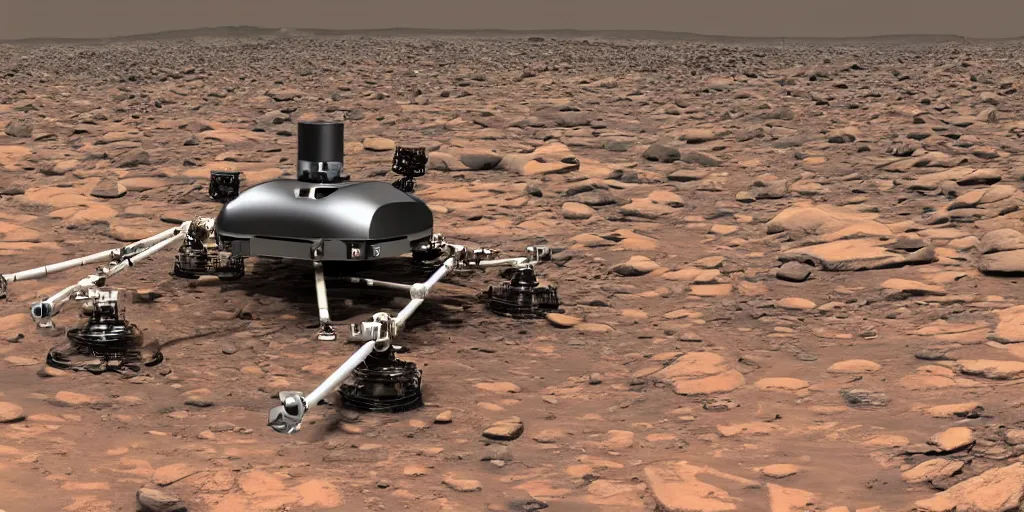 Image similar to photo of cybermorphic robotic drone spider mars exploration industrial design