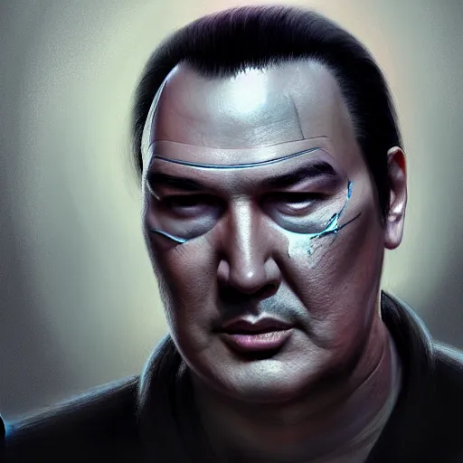 Image similar to portrait of steven seagal with bandaged face, injured, wounds, digital painting, artstation, concept art, smooth, sharp focus, illustration, artwork by liam wong, patriotic, detailed