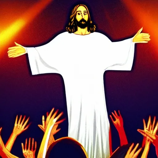 Image similar to jesus on a rave