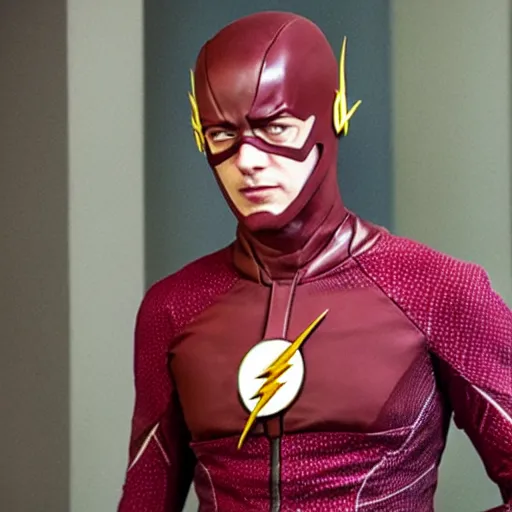 Prompt: evan evagora wearing the flash suit