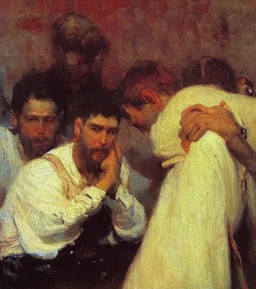 Image similar to high quality high detail painting by ilya repin, accusation of an innocent man, hd