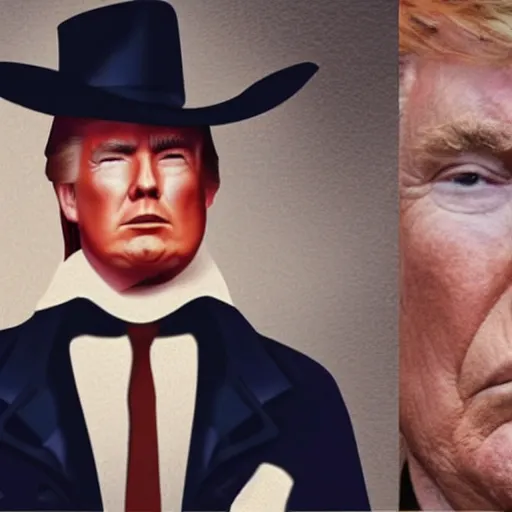 Image similar to an 1 8 0 0 s photo of donald trump playing the role of clint eastwood, squinting at high noon, in the style of a clint eastwood movie, the good, the bad and the ugly, clint eastwood, vibe, donald trump, glory days, mount rushmore, stern, resolve, formal, justice, american flag, independence, patriotism