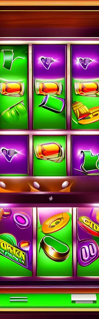 Image similar to purple and green slots casino interface, material design