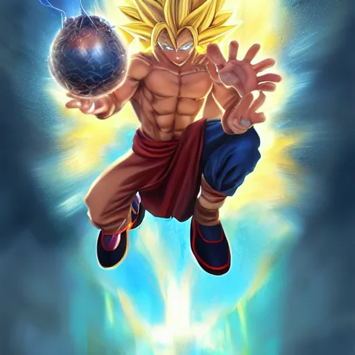 Image similar to semi realistic Sonic Jesus christ transforming in super Saiyan holding the a shiny Sacred Heart , by Stanley Artgerm Lau, WLOP, Rossdraws, James Jean, Andrei Riabovitchev, Marc Simonetti, Yoshitaka Amano, ArtStation, CGSociety,