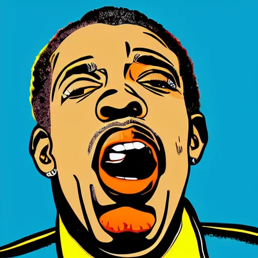 Prompt: Wall mural portrait of Otis Redding singing, urban art, pop art, artgerm, by Roy Lichtenstein