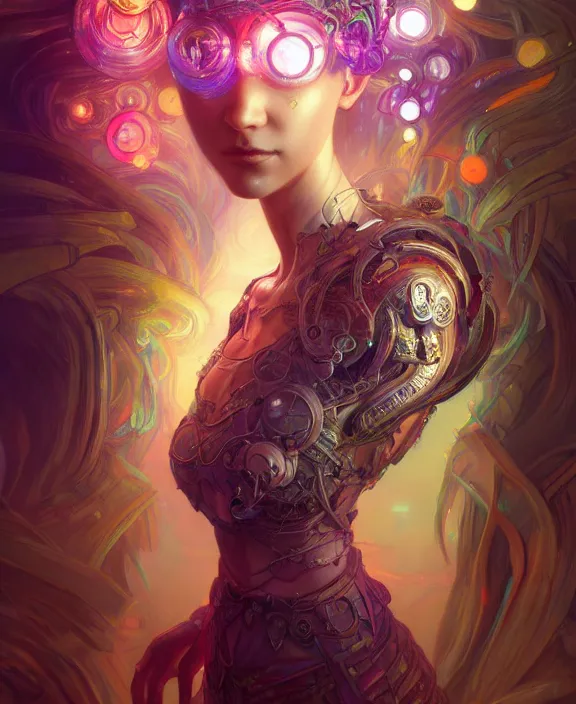 Image similar to whirlwind souls inside metaverse, half body, glowin eyes, tiara, pharaoh, forest, mushrooms, antiques, cyberpunk face, by loish, d & d, fantasy, intricate, elegant, highly detailed, colorful, vivid color, digital painting, artstation, concept art, art by artgerm and greg rutkowski and alphonse mucha and ruan jia