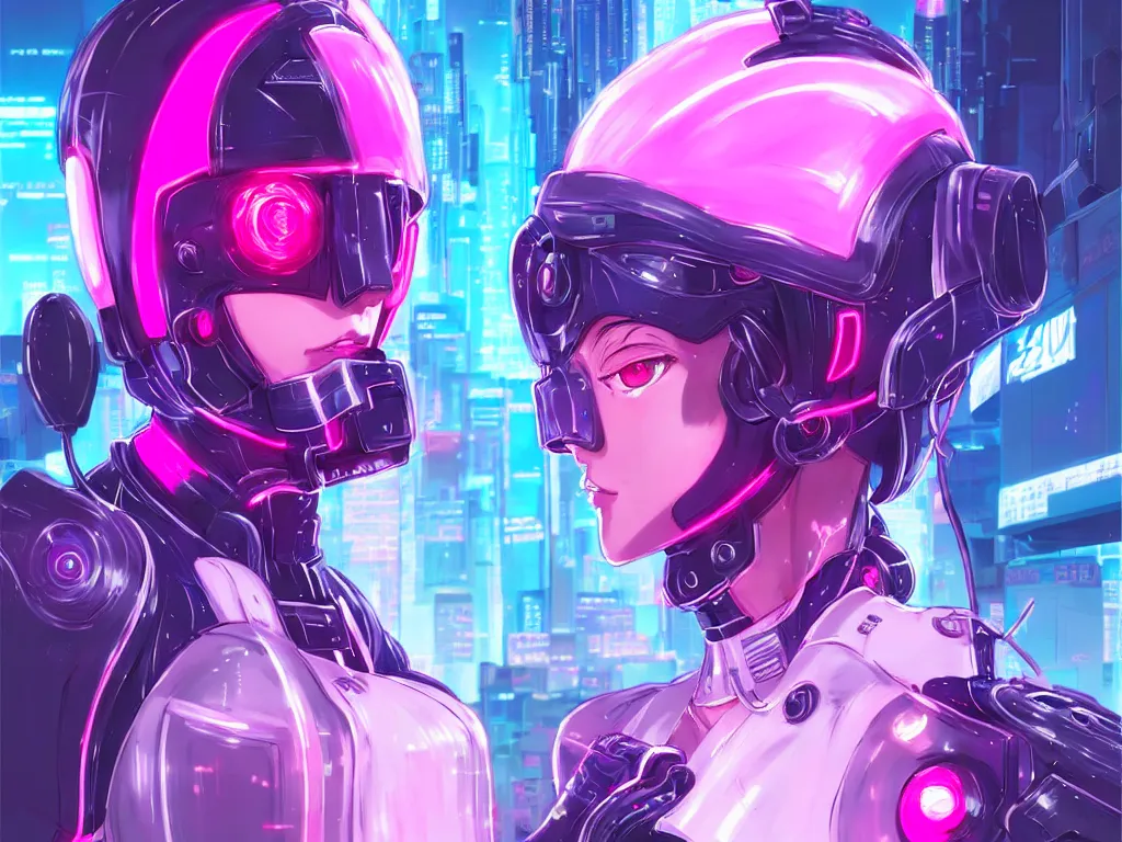Image similar to portrait anime visual futuristic female cyber police, on cyberpunk neon light tokyo rooftop, ssci - fi and fantasy and pink mist, intricate and very beautiful, human structure, concept art, sharp focus, anime byrossdraws and liya nikorov and simon stalenhag and magali villeneuve and luxearte, frostine engine