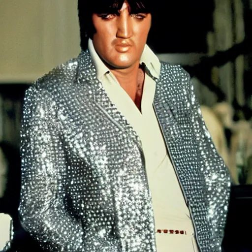 Image similar to elvis as tony montana in scarface