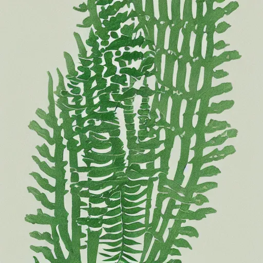 Image similar to abstract, art print, lithography, green, beige, white, fern