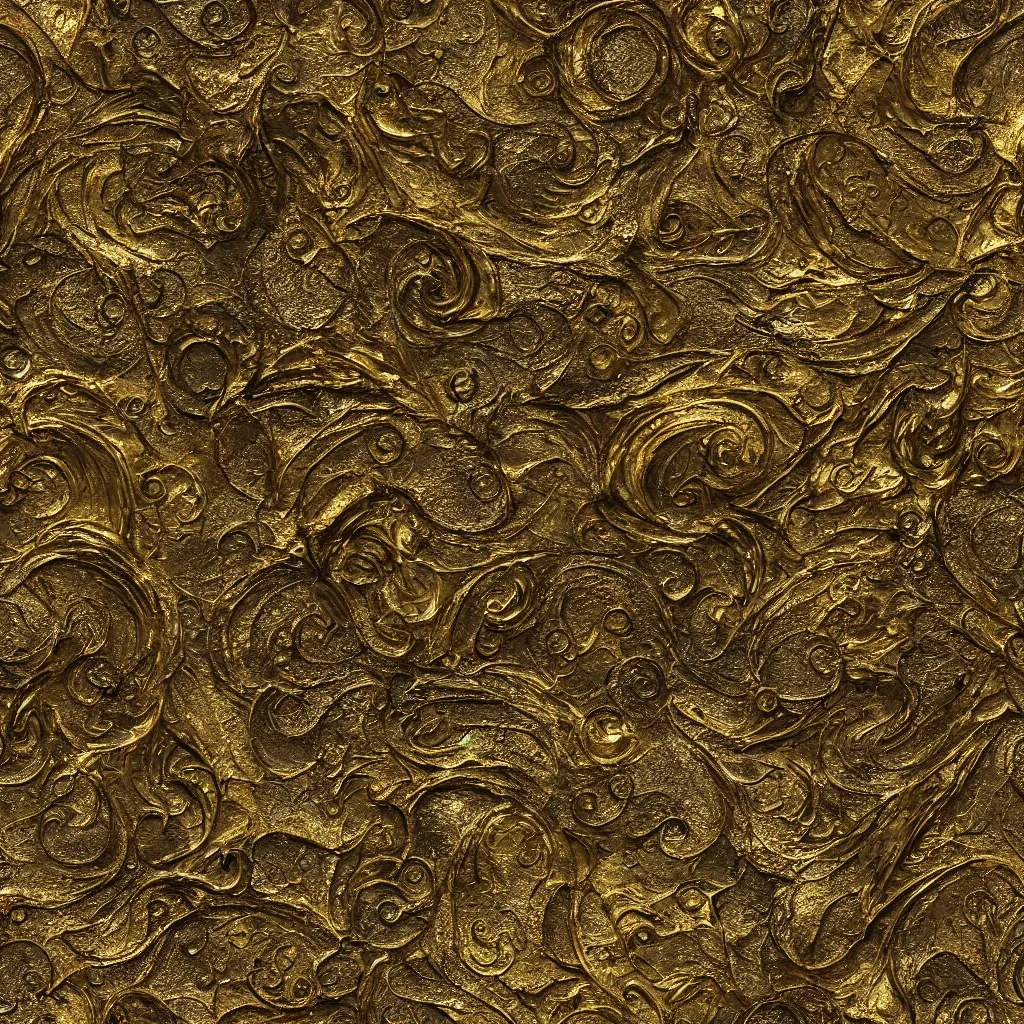 Image similar to seamless tileable texture of damaged metal gold, realistic, very detailed, beautiful, intricate details, sharp focus, substance designer, substance render, substance painter, marmoset, unreal engine, octane render