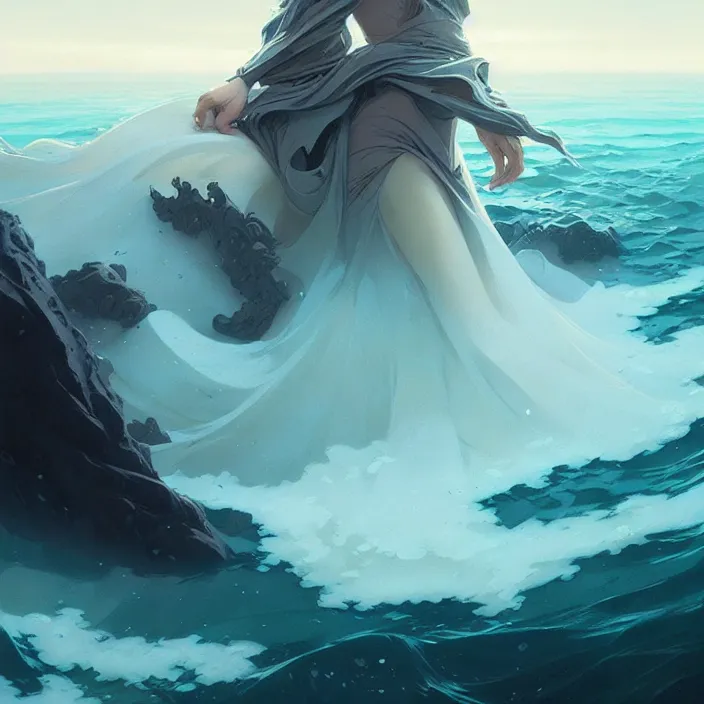 Image similar to style artgerm, joshua middleton, jeremy lipking, a giant underwater castle made of coral, very long spires, water swirling, detailed, ocean background setting, volumetric lighting