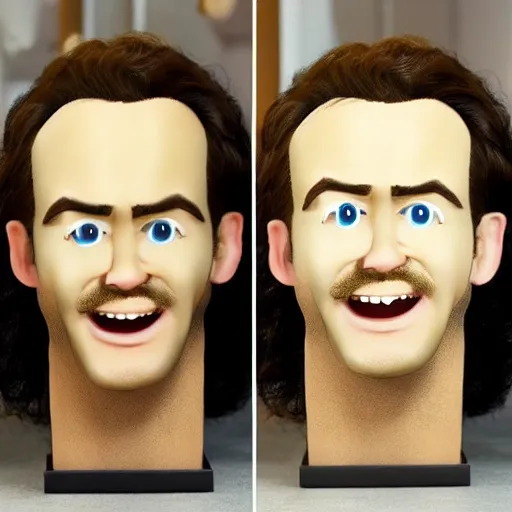 Image similar to man huge forehead tiny face claymation