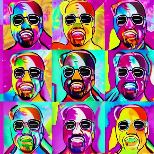 Prompt: a portrain of kanye west in the style of lisa frank