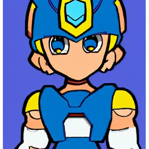 Prompt: a cross hybrid between Xuxa and Megaman
