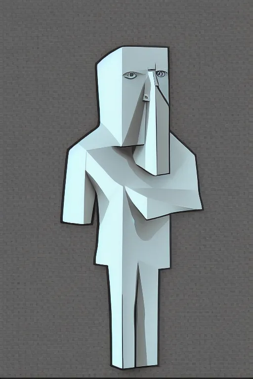 Image similar to cubist moai statue cutout digital illustration cartoon colorful beeple