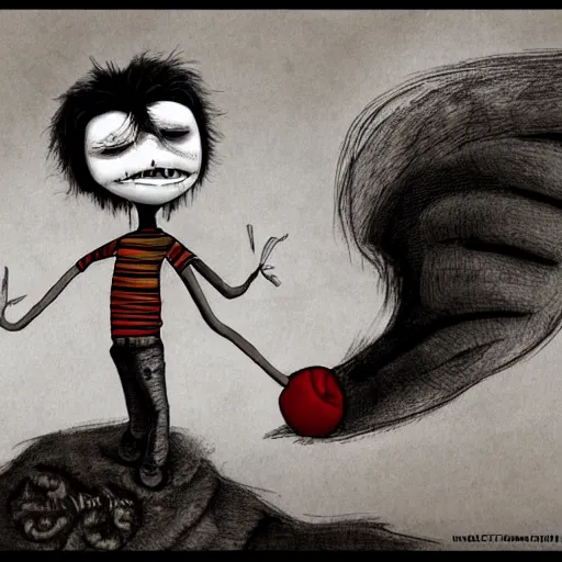 Image similar to a child who is forced to be something other than what he would have liked, having to be forced to give up his dreams, illustration by tim burton, 4 k, masterpiece, trending on art station, d & d