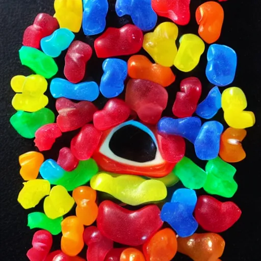 Image similar to Skeleton made of haribo