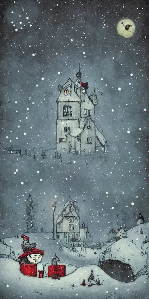 Image similar to a north pole christmas night scene by alexander jansson