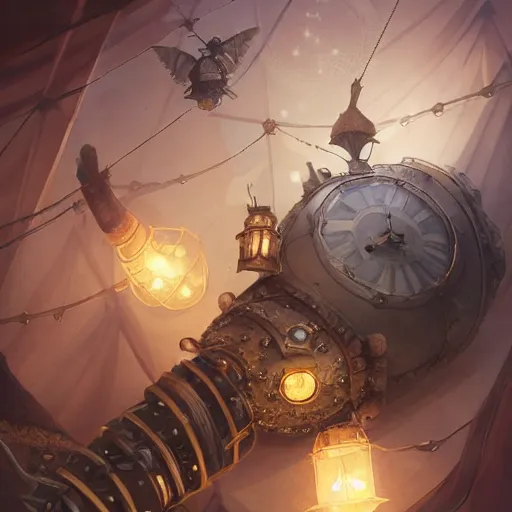 Prompt: cute steampunk rabbit with a polygonal library walls and glass ceilings showing the stars and hanging silk drapery and tapestries, light dust, magnificent, close up, details, sharp focus, elegant, highly detailed, illustration, by Jordan Grimmer and greg rutkowski and PiNe(パイネ) and 薯子Imoko and 香川悠作 and wlop and maya takamura, intricate, beautiful, Trending artstation, pixiv, digital Art