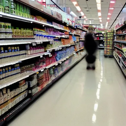 Prompt: a white furry monster at a grocery store