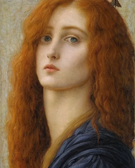 Prompt: Pre-Raphaelite portrait of a young beautiful woman engineer with blond hair and grey eyes holding architectural tools and blueprints