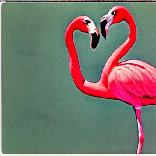 Prompt: flamingo midcentury vacation polaroid