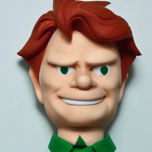 Prompt: portrait of philip j. fry from futurama, in the style of a clay model.