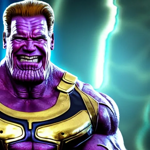 Image similar to arnold schwarzenegger as thanos