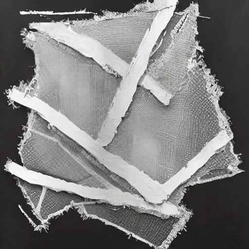 Image similar to ripped and torn mesh, drawn with a black liner on white paper