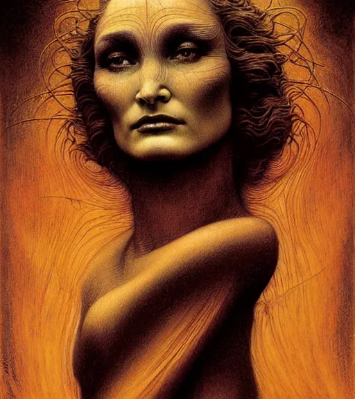 Image similar to detailed realistic beautiful young alien robot jessica lange as queen of mars face portrait by jean delville, gustave dore and marco mazzoni, art nouveau, symbolist, visionary, gothic, pre - raphaelite. horizontal symmetry by zdzisław beksinski, iris van herpen, raymond swanland and alphonse mucha. highly detailed, hyper - real, beautiful