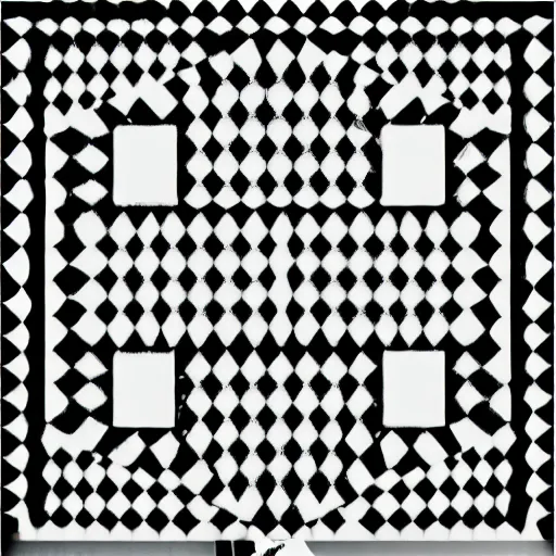 Prompt: black squares on 4 corners, symmetrical positioning