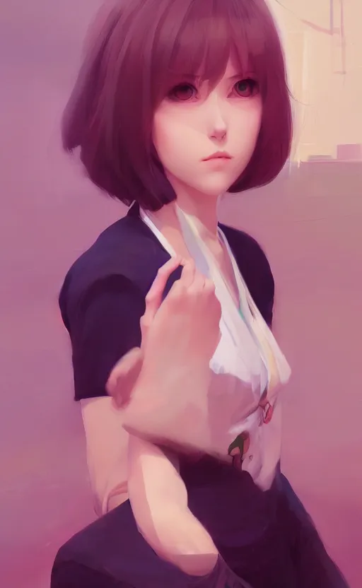 Prompt: a portrait of a female character, vivid colors, soft lighting, atmospheric, cinematic, moody, in the style of ilya kuvshinov and range murata, krenz cushart, rule of thirds, oil on canvas, 8 k, park