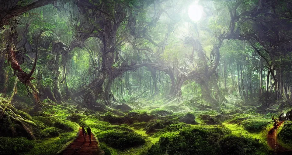 Image similar to digitalblasphemy digital blasphemy wallpaper render of an alien forest strange exotic planet bizarre plants imaginative dreamworld expansive landscape