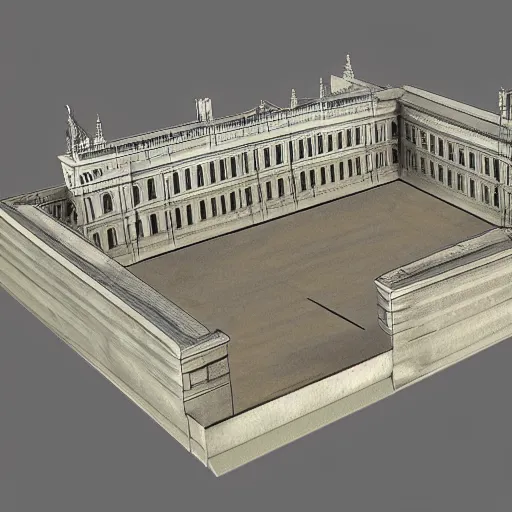 Image similar to 3 d reconstruction of whitehall palace, architectural cutaway showing the maze like configuration of rooms