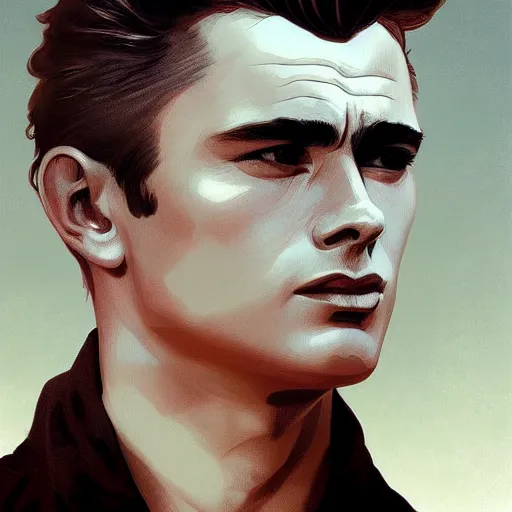 Image similar to james dean as a soldier intricate, elegant, highly detailed, digital painting, artstation, concept art, smooth, sharp focus, illustration, art by artgerm and greg rutkowski and alphonse mucha and william - adolphe bouguereau