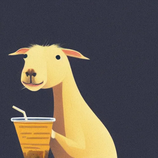 Prompt: a capybara character drinking a milkshake