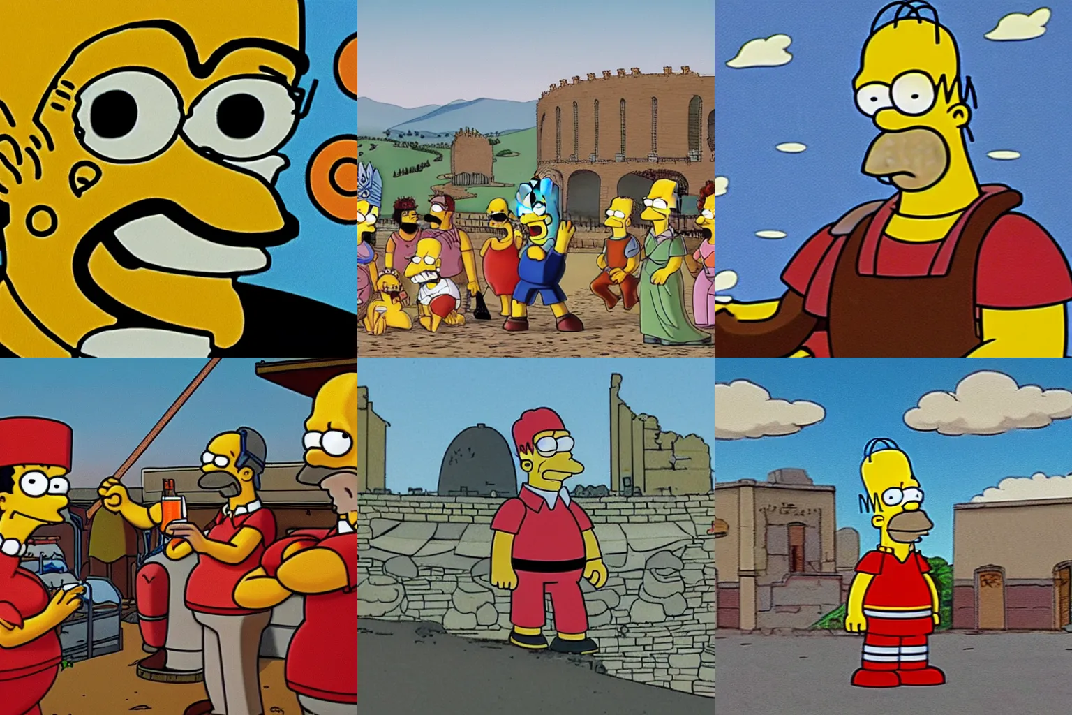 Prompt: homer simpson at the siege of troy