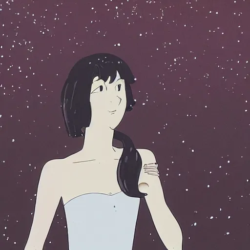 Image similar to a beautiful portrait of rebecca hall by mamoru hosoda